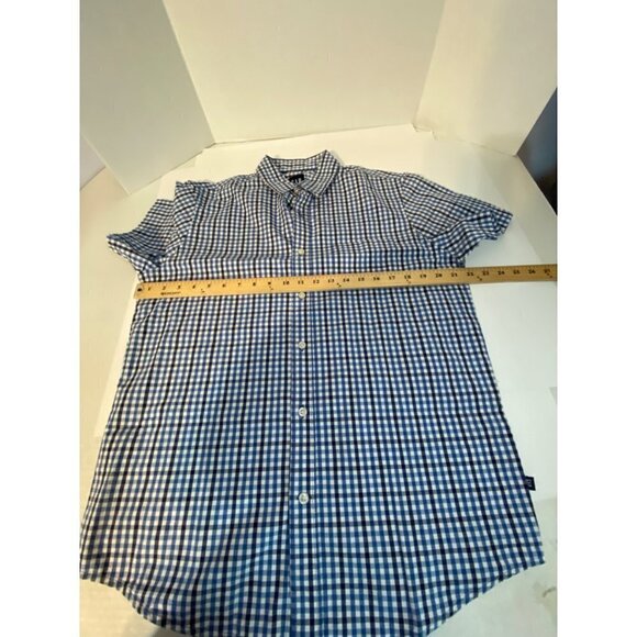 Gap Asher Plaid Short Sleeve Poplin Shirt Blue & White Pocket Men's Medium NWT - Picture 5 of 8